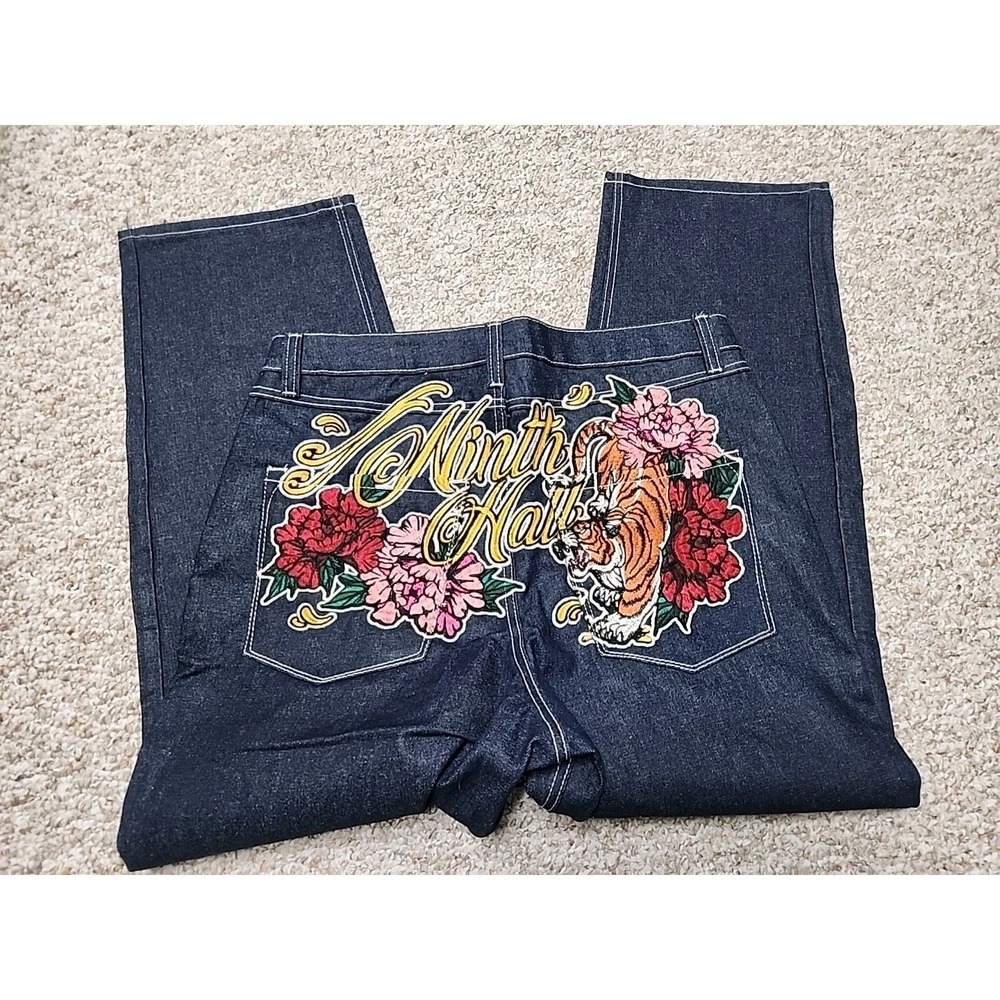 NINTH HALL AMBUSH 34. Jeans‎ Mens Tiger Embroidered Baggy Wide Leg Y2K